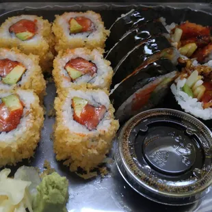 Crunchy spicy tuna roll &amp; sweet potato roll