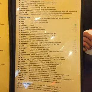 menu, sushi and sashimi