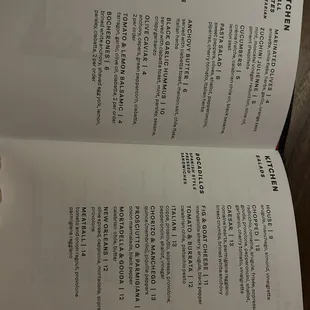 Food menu