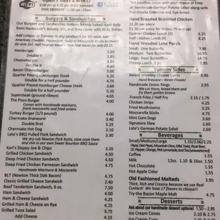 Lunch/Dinner menu