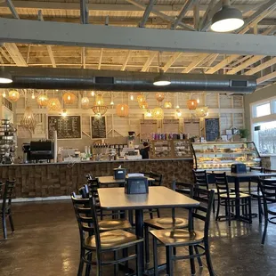Interior of bakery/coffee shop.