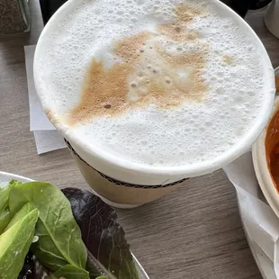 Latte with sugar-fee hazelnut syrup