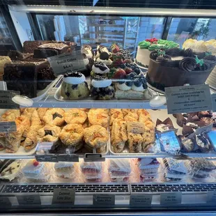 a variety of cakes and pastries