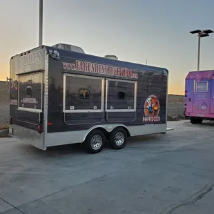 a food truck parked in a parking lot