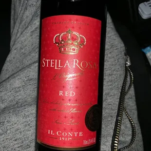 a bottle of red wine