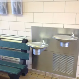 Water fountains inside!