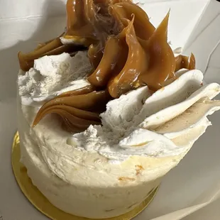 a cake covered in caramel