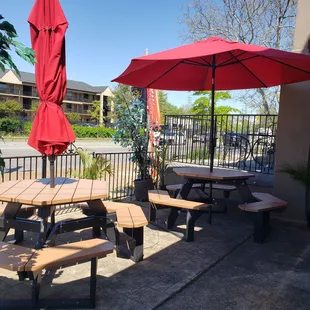 Outdoor seating. Very clean.