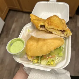 Arepa and empanada