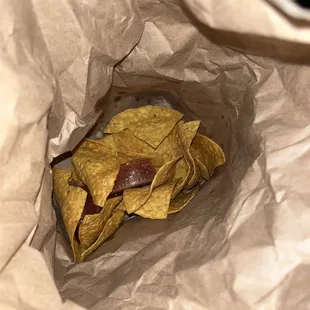 Nachos hidden under my empanadas. They ok