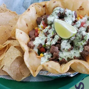 Hubby's steak bowl with creamy jalapeno sauce