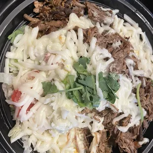 Shredded beef bowl