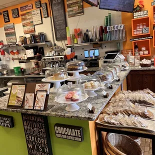 a variety of desserts on display