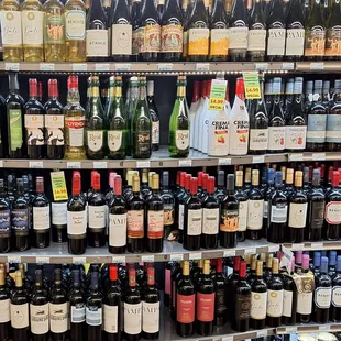 a variety of wine bottles