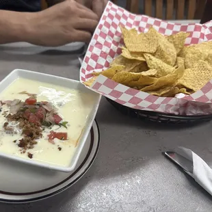 Fusion dip and corn tortilla chips