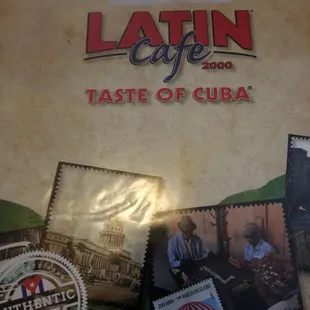 the menu for latin cafe