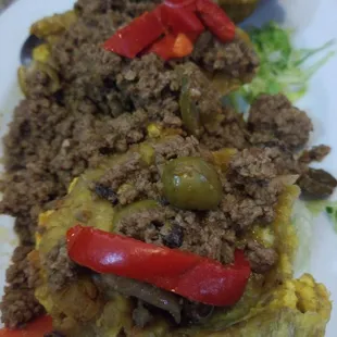 Tostones with ground beef