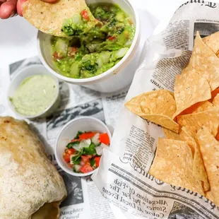 tortilla and guacamole