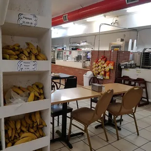 tables, chairs, and bananas