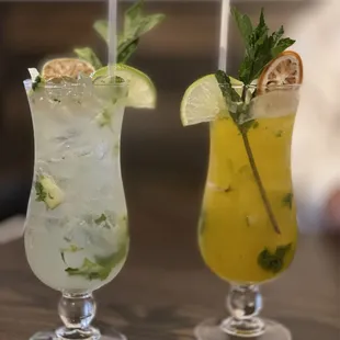 Traditional and tropical mojitos