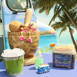 I added the palm trees. Wanted to crop out the person and car in the background, and the truck has such a cool tiki vibe.