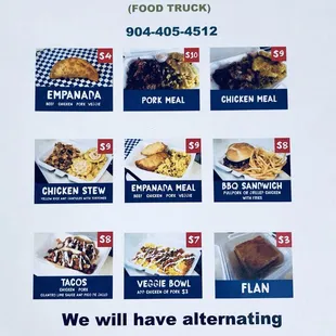 Menu w/alternating specials