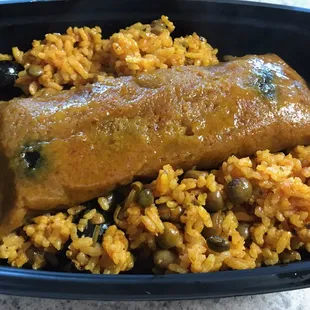 Pastele with Gandule Rice mini plate