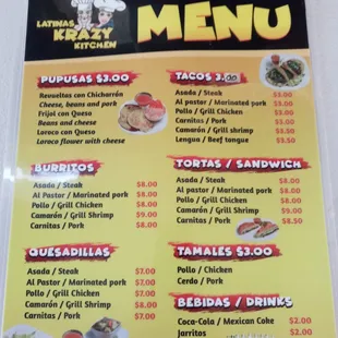 the menu