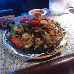Seafood fajitas