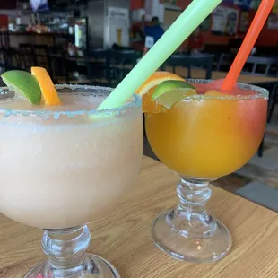 two margaritas on a table
