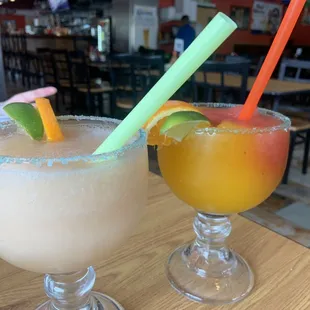 two margaritas on a table