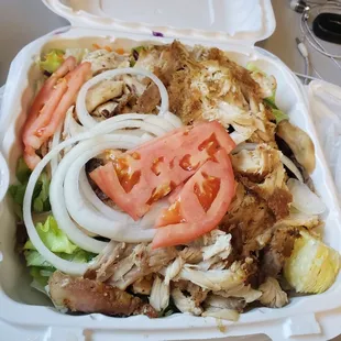 Grilled chicken salad. Need to offer spinach.