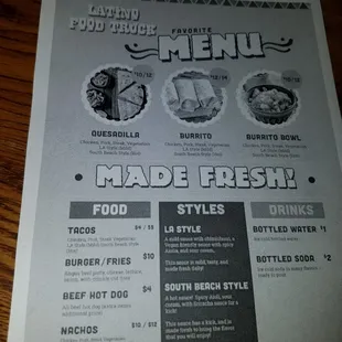 menu