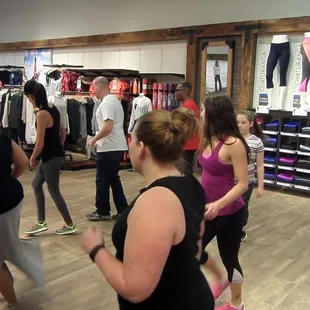 Dancing Salsa inside the Athleta Shops at Briargate.