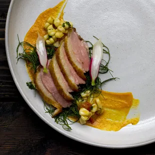 Sous vide duck, spiced sweet potato