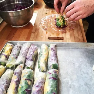 Charred cactus spring rolls