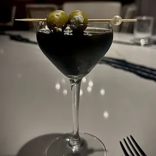 Specialty martini with squid ink! (I forget their name for it.)