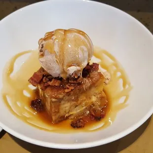 Bread Pudding with Ice Cream Dessert