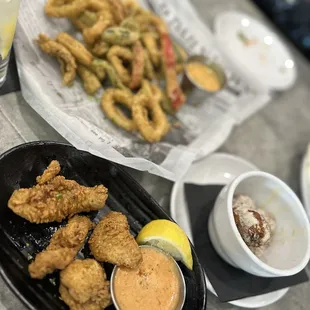 Catfish Nuggs, Calamari, and Complimentary Hushpups
