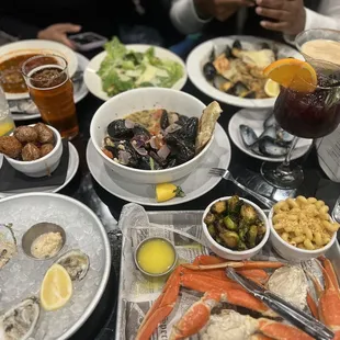 a variety of seafood dishes