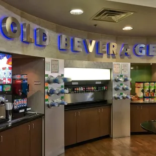 A huge soft drink area