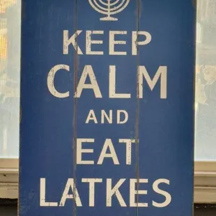 &quot;Keep calm and eat latkes&quot; sign