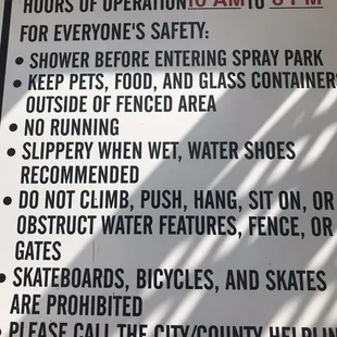 Splash pad info