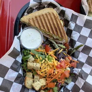 grilled sandwich and salad