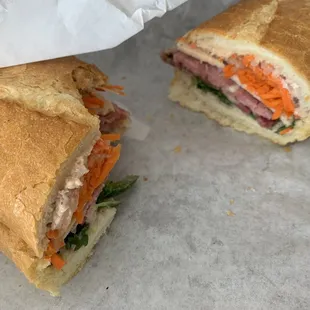 a sub sandwich cut in half