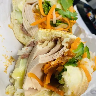 Steamed pork and pate spread bahn mi