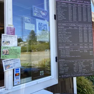 a menu in a window