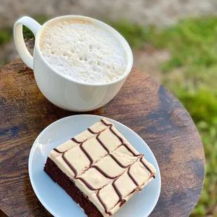 Cappuccino and a GF Peanut Butter Brownie