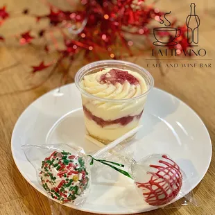 Strawberry Cheesecake Mousse Cup and Chocolate and Red Velvet Cake Pops