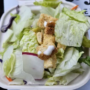 The traditional house salad with the House Italian dressing (of course).